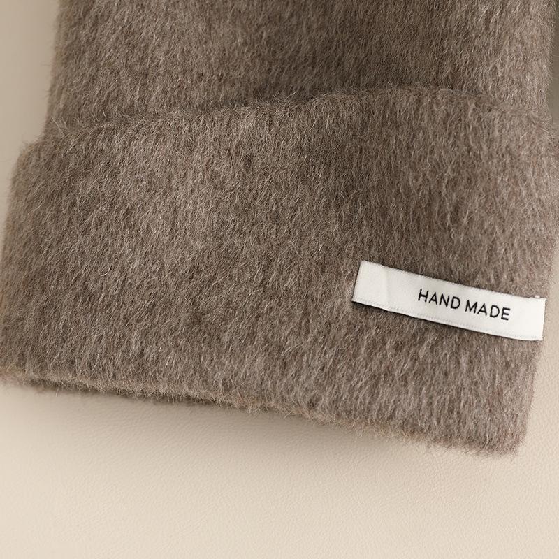 Women's Mid-Length Double-Faced Cashmere Coat, 2024 Autumn/Winter, New Korean Style, Loose Fit with High-End Horn Buttons.