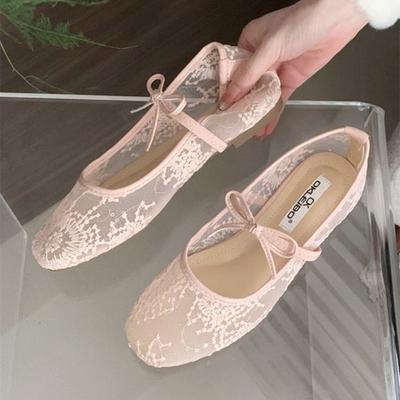 Модные сетчатые кружевные дышащие балетки женские милые с бантом вышитые туфли Мэри Джейн летняя мода комфорт дизайнерский бренд пляжные сандалии