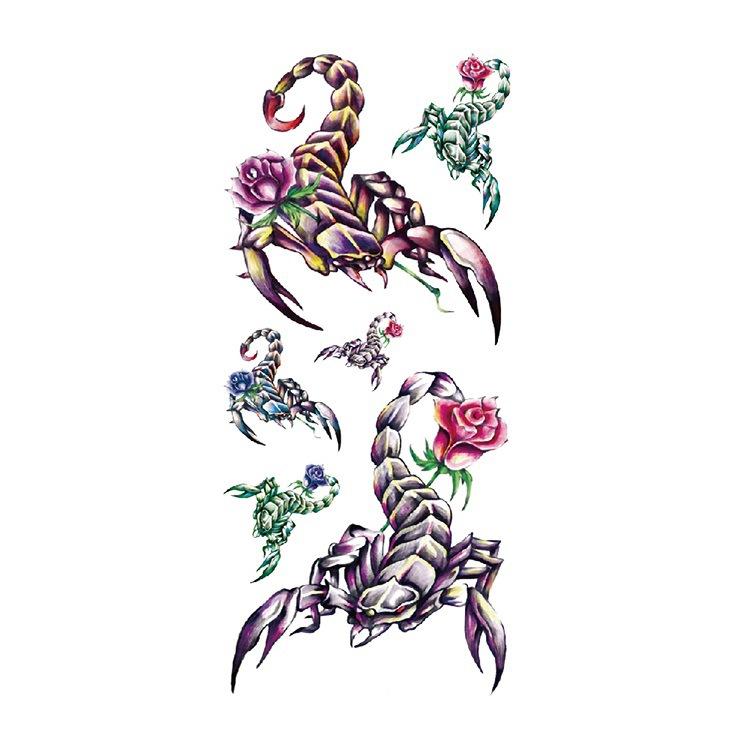 Шрам Змея Паук Скорпион Животное Водонепроницаемая Наклейка для Татуировки Образец Набора Ужасов для Подделки