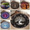 Tree of Life Yggdrasil Runic Pattern Round Carpet Tree of Life Rainbow Printed Rug Living Room Round Mat Viking Round Carpet