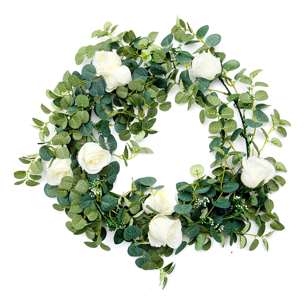 180 Cm Artificial Eucalyptus Vine Fake Rose Flowers Gypsophila Garland For Wedding Party Table Runner Decor Christma Wreath Arch