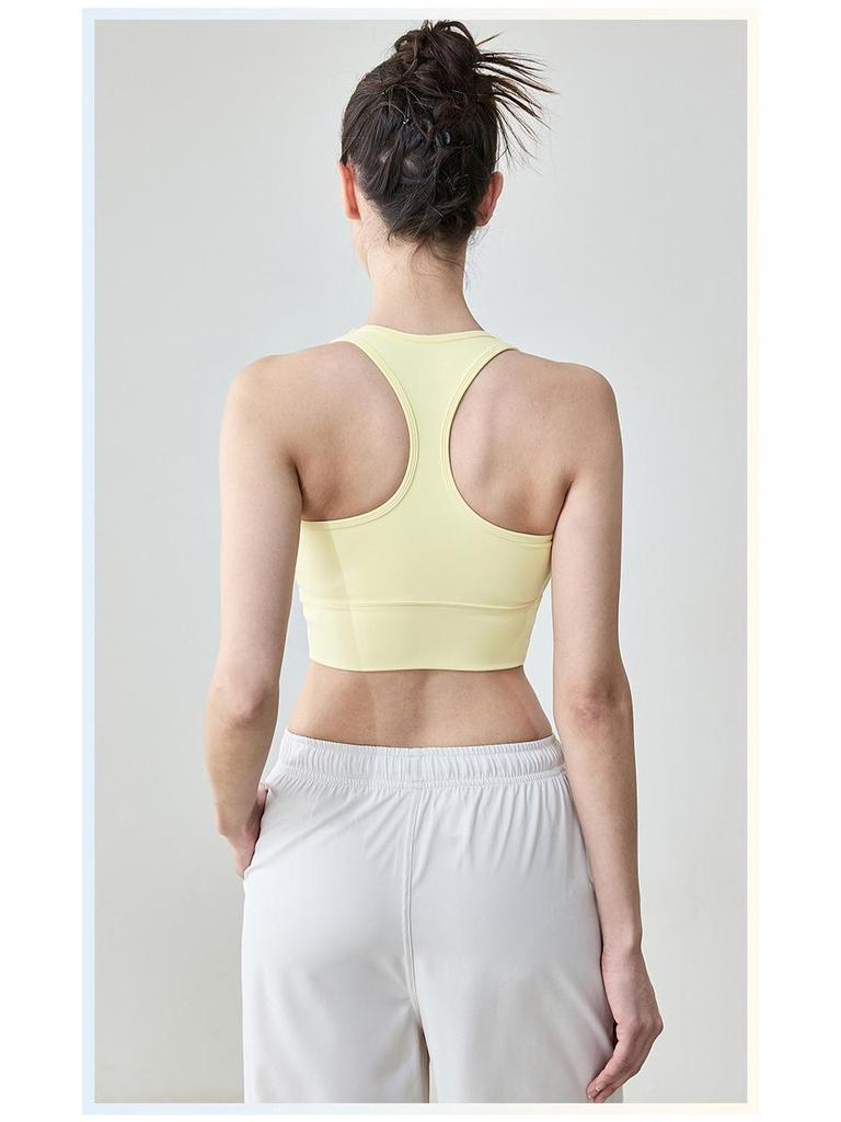 Женский летний утягивающий топ-бра для йоги с гоночной спинкой и нагрудными вкладышами - Красивый дизайн спины