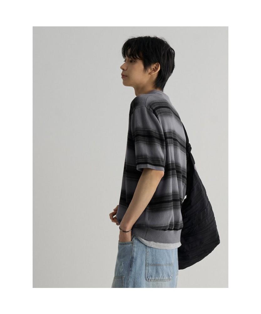 8SECONDS Gradient Collar Neck Short Sleeve Knit Ash