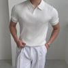 Men's Summer Striped V-Neck Polo Shirt - Slim Fit, Short-Sleeve, Ice Silk Knit
