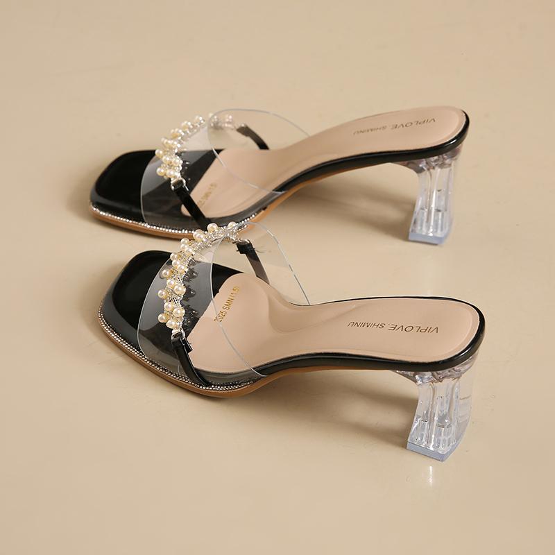 Модные летние женские босоножки на массивной платформе CRLAYDK с открытым носком, прозрачные, без застежки, для элегантного повседневного образа, вечеринки, свадьбы, мюли - телесные туфли