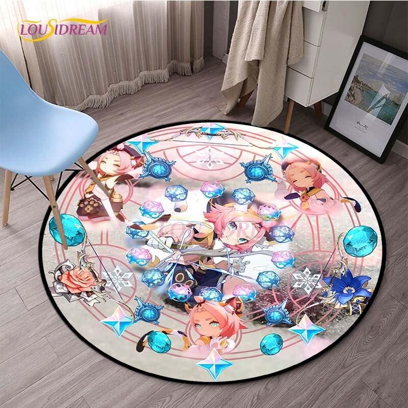 Genshin Impact круглые коврики для спальни, ковры с героями мультфильмов для гостиной, детский мягкий ковер, противоскользящий коврик для пола, домашний декор, кемпинг, пикник