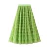 Spring and Autumn Women's Mesh Cake Halter Skirt Women's Skirt Fairy Saree Pleated Long Skirt