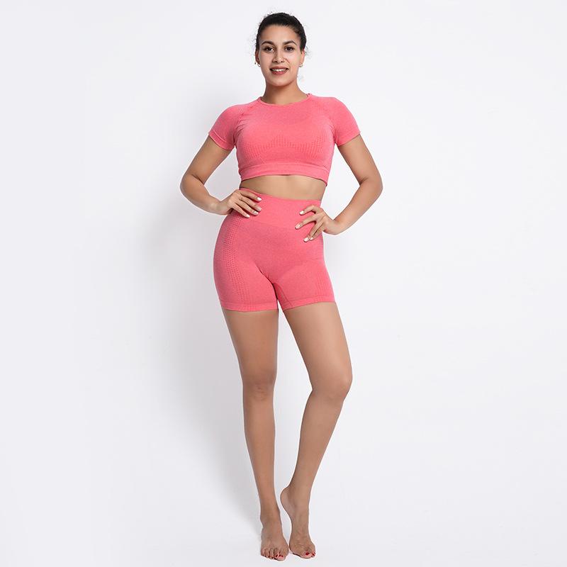 Бесшовный женский комплект для йоги, 3/5 шт., спортивная одежда для тренировок, одежда для спортзала, укороченный топ с длинными рукавами для фитнеса, леггинсы с высокой талией, спортивные костюмы