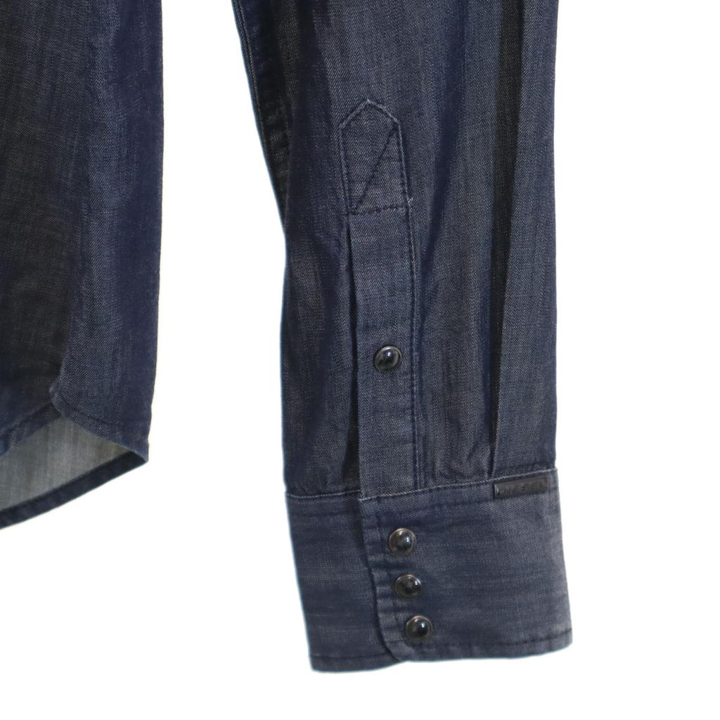 Diesel Гоночная рубашка Chambray с длинным рукавом S Темно-синяя Женская Б/У