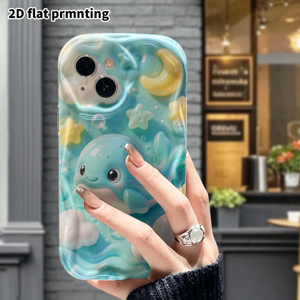 Phone case: 2D flat design, suitable for iPhone 18 17 16 15 14 13 Pro protective case, cartoon whale, perfect Christmas and Halloween holiday gift