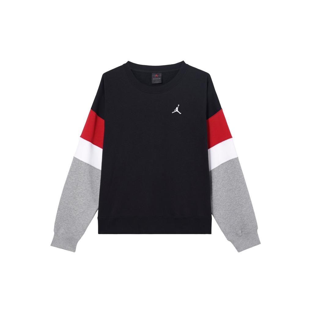 Jordan Флисовый свитшот с круглым вырезом Brooklyn и логотипом в стиле пэчворк, женские топы, черный FB5174-010