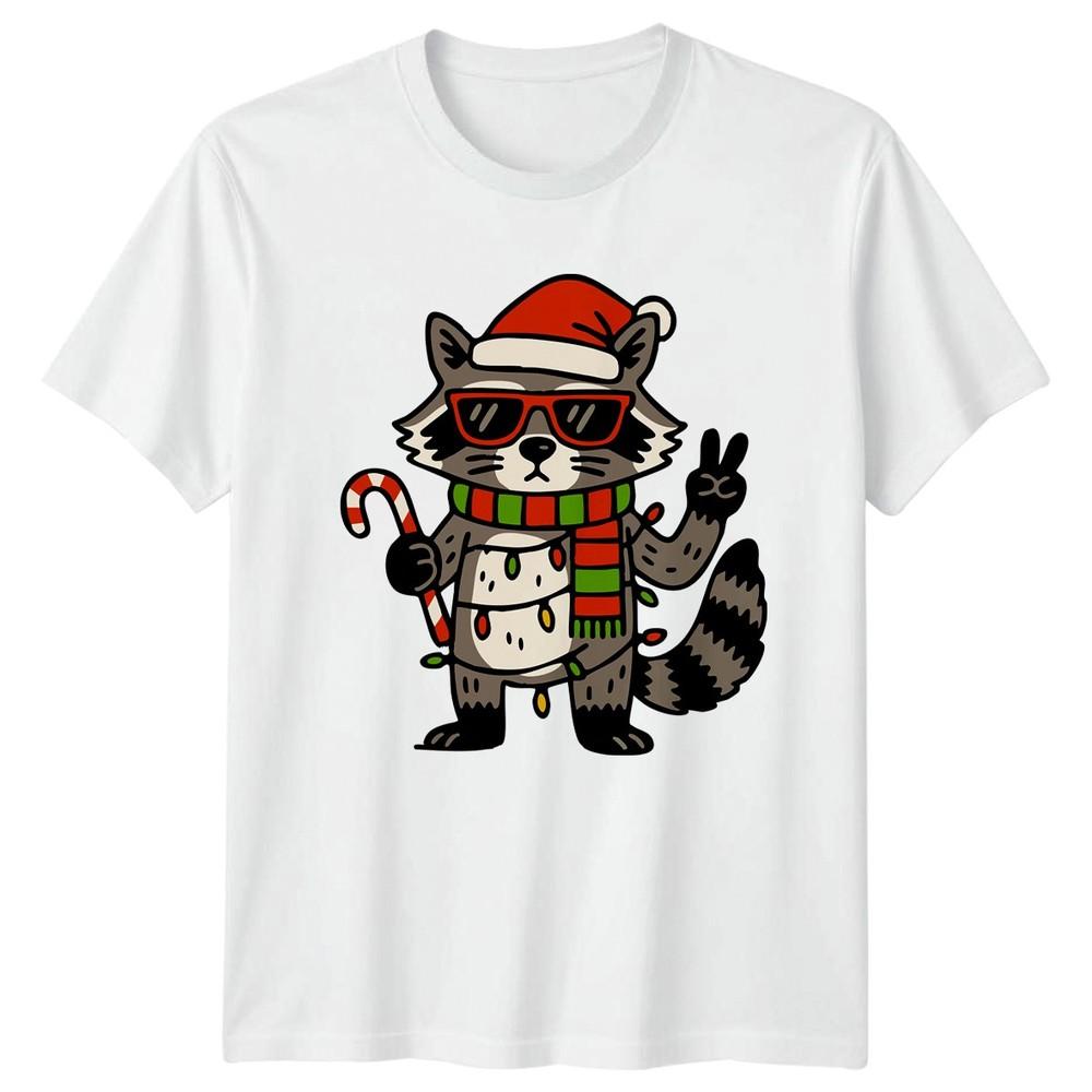 Raccoon Christmas Holidays Unisexs TShirt Unisexs Tee Graphic Unisex Top Festive