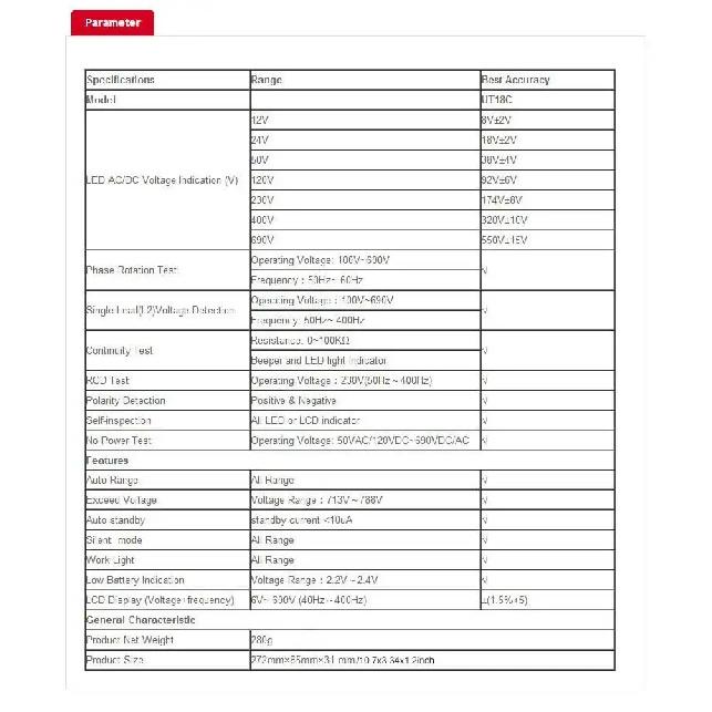UNI-T UT15C UT18C UT22B Индикатор напряжения Тестовый щуп Вольтметр Индикатор фазной последовательности Прозвонка Детектор напряжения Цифровой мультиметр