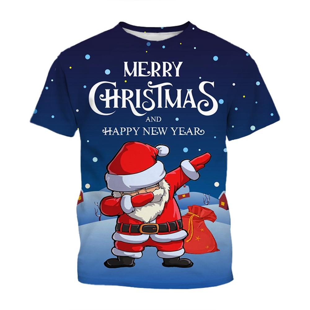 Kids Clothes Funny Santa Claus 3D Printed T Shirt Christmas Short Sleeved T Shirts Boys Girls 2-10y Xmas Gift for Children Top