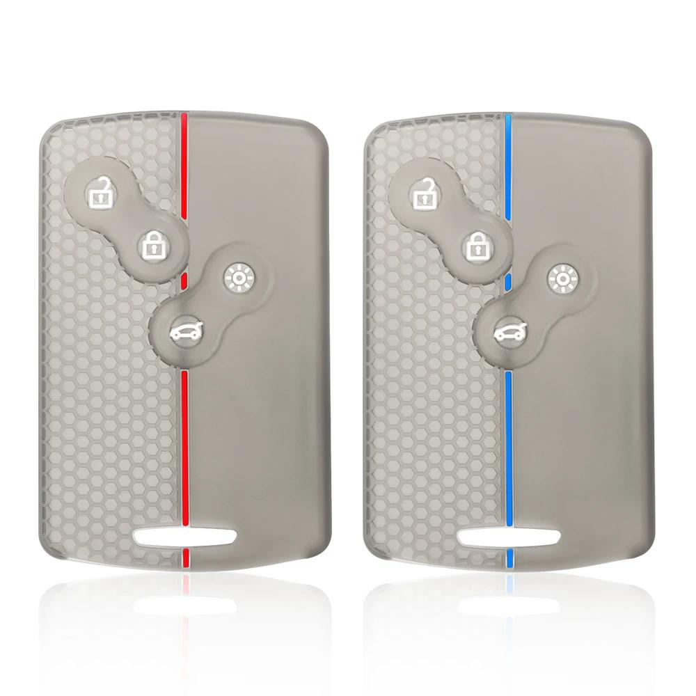 4 Button Silicone Car Key Cover Protect Skin Case For Renault Kadjar Captur Clio Megane 2 3 4 RS Koleos Logan Scenic Duster Card