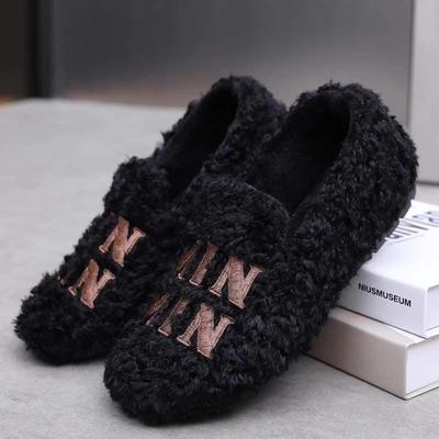 Зимние новые шерстяные хлопковые туфли с набивкой и утолщением домашние туфли для мам ленивые с одной педалью нескользящие теплые туфли Doudou для женщин
