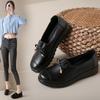 Мамины туфли весна и осень кожаные туфли мягкая подошва мягкая поверхность нескользящие средние однотонные туфли удобные черные