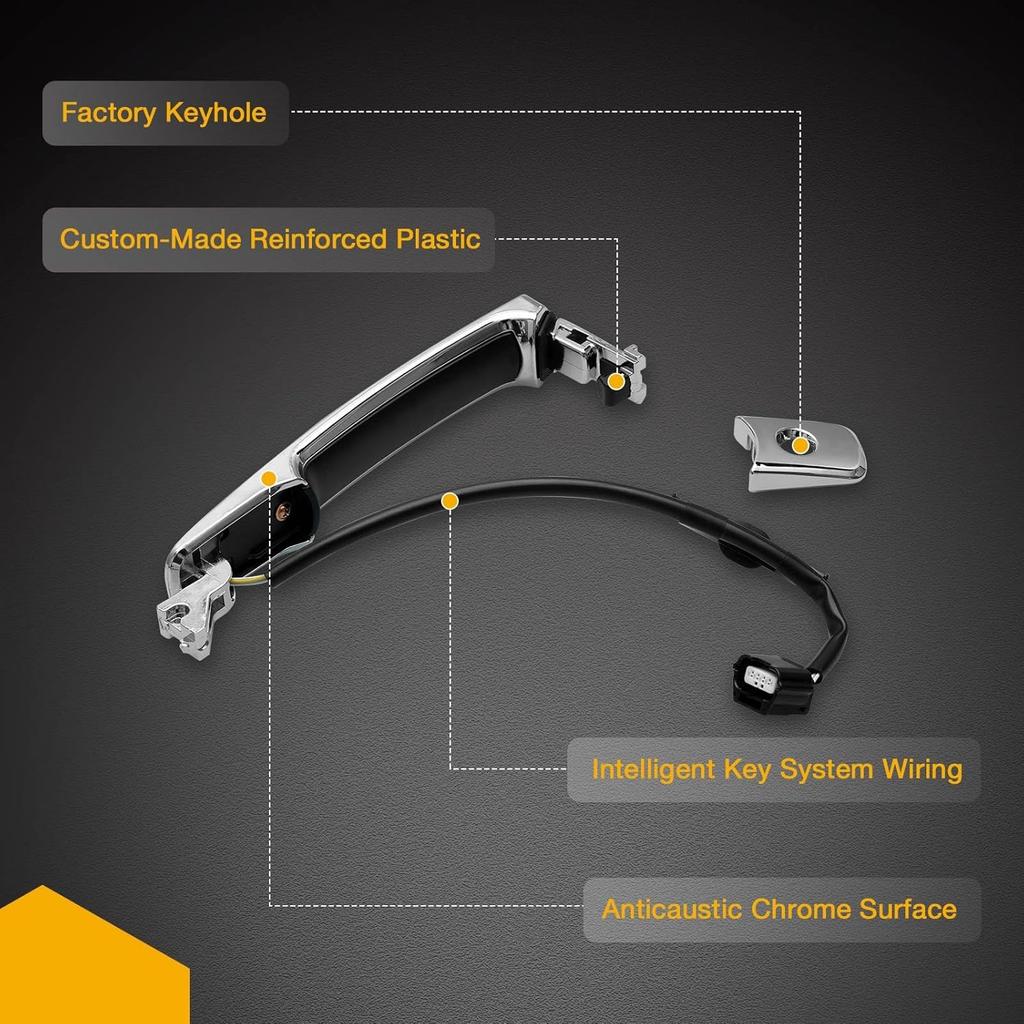 Gledewen Exterior Chrome Door Handle Front Left Driver Side With Keyhole | Smart Entry Keyless | For 2010-2013 Nissan Rogue | Replaces# 80640-CZ31B,