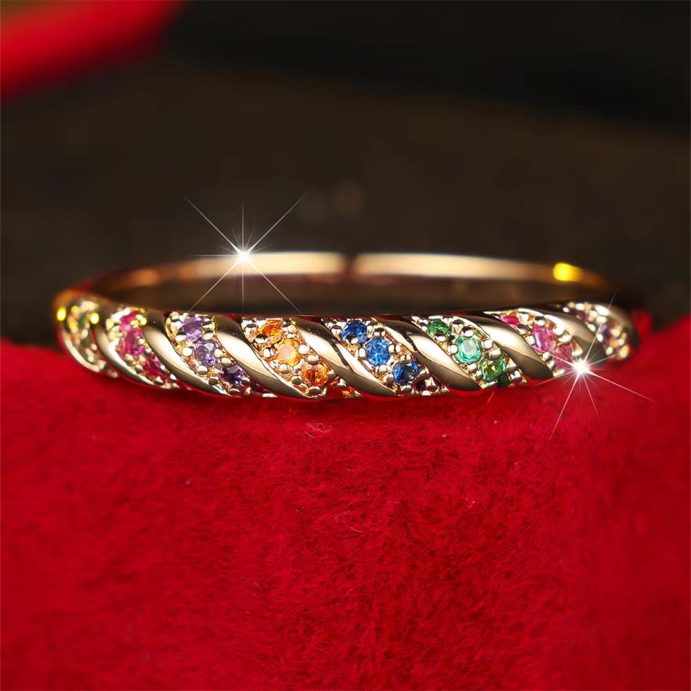 Gold Color Round Stone Rings Round Stone Bridal Wedding Jewelry Minimalist Twisted Rings Women