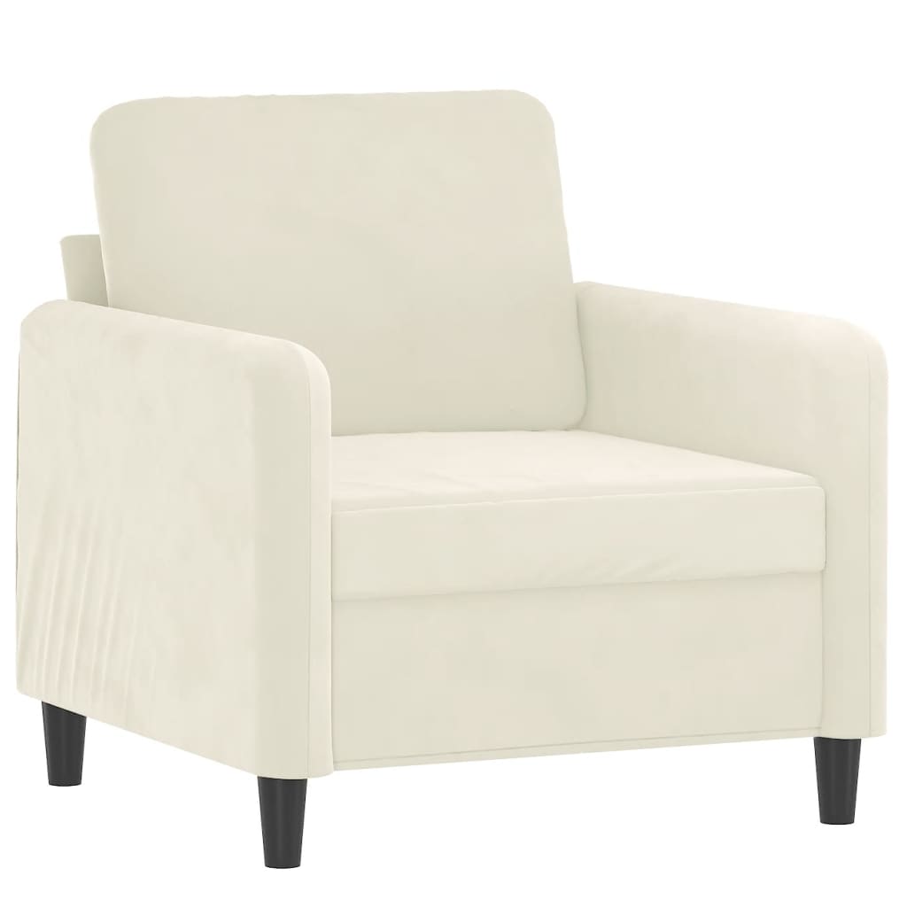 3 Piece Cream Velvet Sofa Set