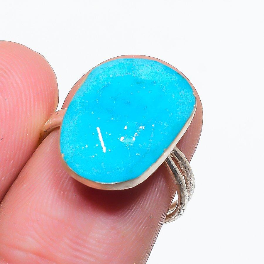 Sleeping Turquoise Gemstone 925 Sterling Silver Jewelry Ring Size Adj. GK-3051