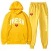 European size plus fashion printed sweater autumn and winter fleece warm hoodie casual sports women's suit