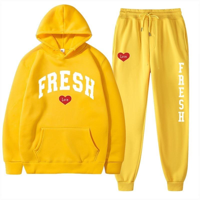 European size plus fashion printed sweater autumn and winter fleece warm hoodie casual sports women's suit