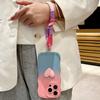 Чехол для телефона с 3D-милым сердечком и градиентом вьющихся волн с ремешком на запястье для iPhone 15 Pro Max 14 13 12 11 XS X XR 7 8 6S Plus