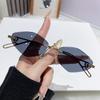 Diamond Shaped Sunglasses for Men Women New Trendy Metal Sun Glasses Frameless Sunglasses Vintage Design Eyewear