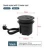 Recessed Round Desktop Power Socket with USB Charging, 60mm Hole
