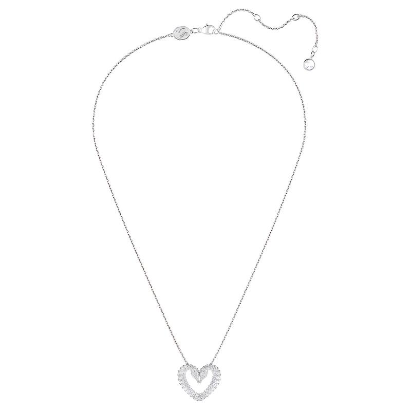 Swarovski Sublima Heart Shape Design Alloy Rhodium Plated Crystal Necklace Unisex Couple Style Silver 5661504
