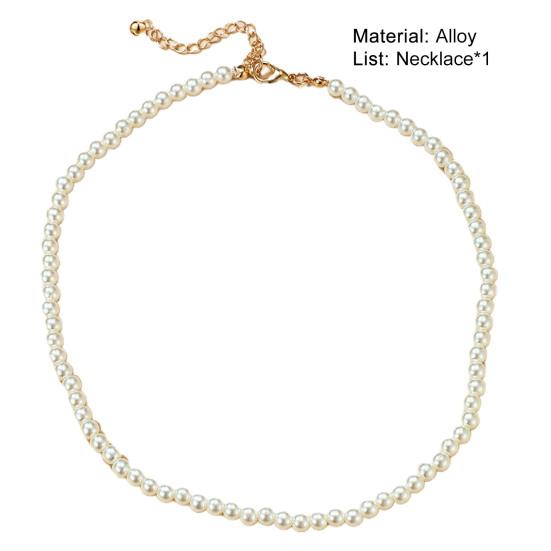 Женское круглое короткое колье из искусственного жемчуга из белого сплава для вечеринки