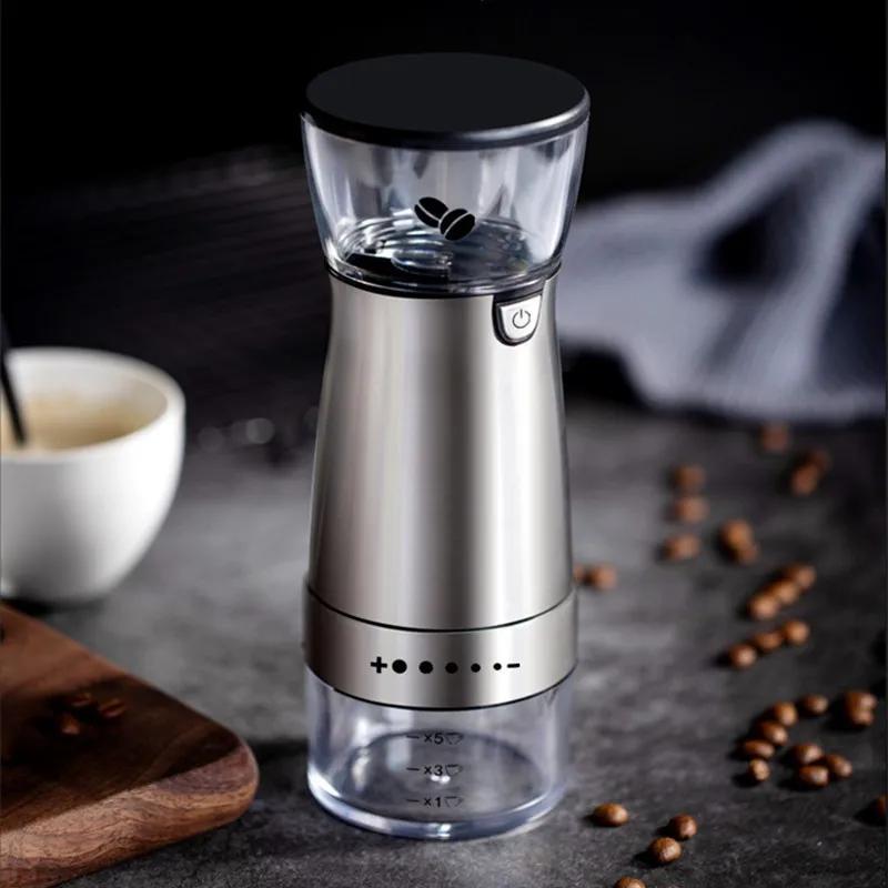 New Electric Coffee Grinder Small USB Rechargeable Automatic Coffee Bean Grinder Stainless Steel Pulverizer