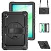 Silicone Hybrid PC Tablet Case With Shoulder Strap For Samsung Galaxy Tab A11+ / A9+, Kickstand Raised Camera Anti-Scratch Protective Cover