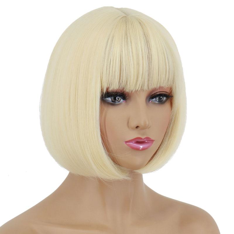 XINRAN Женский синтетический светло-фиолетовый парик, короткие прямые волосы для косплея с челкой, фиолетовый парик, длина до плеч, парик для вечеринки в честь Хэллоуина