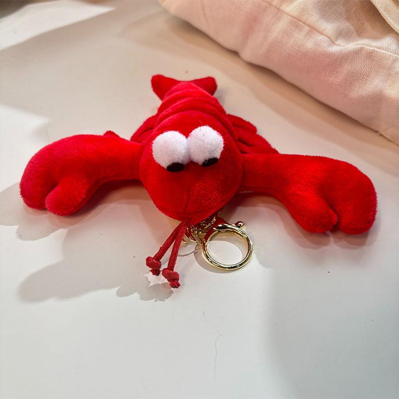 Милый плюшевый брелок в виде рака, мультяшный лобстер, мягкая набивная кукла-подвеска, кольцо для ключей от машины, украшение для рюкзака, подарок для ребенка