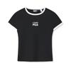 Fila Оригинальная в рубчик Цветные блоки Простая Классическая Модная Ретро Спортивная Повседневная Универсальная Удобная Облегающая Вязаная Футболка с Коротким Рукавом F51W629101FBK