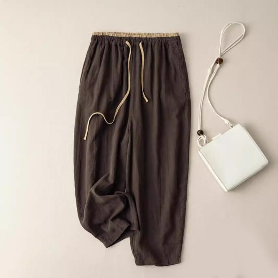 Женские широкие брюки с эластичной резинкой на талии, повседневные удобные брюки однотонного цвета, свободного кроя, брюки в стиле для поездок на работу