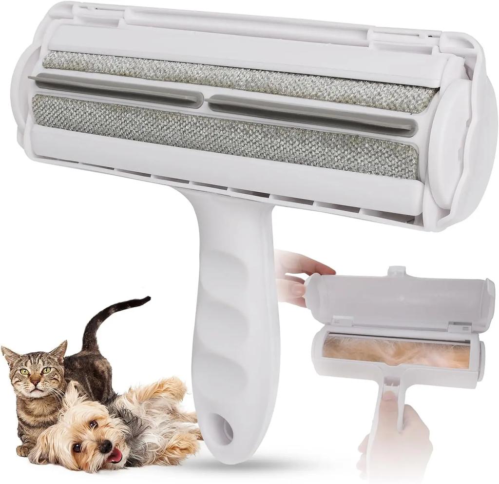 Pet Hair Roller Remover Fluff Lint Brush 2-Way Dog Cat Comb Tool Convenient Cleaning Dog Cat Fur Brush Base Home Sofa Clothes