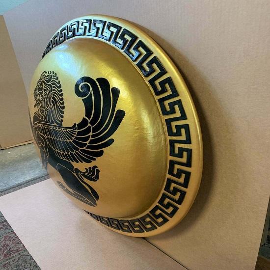 Medieval Knight Battlefield Authentic Greek Hop-lite GOLD LION Warrior Shield