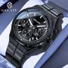 GELATU 8001 Man Watch Solid Stainless Strap Waterproof Luminous Classic Chronograph Quartz Watches for Men High-end Men's Watch