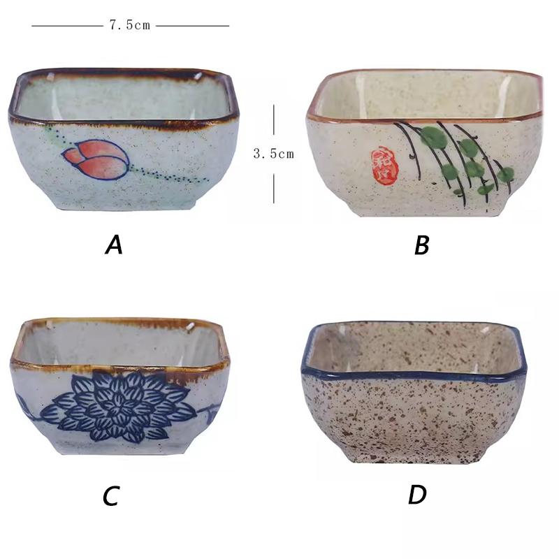 4 шт. японская керамическая квадратная соусница, набор, винтажная приправа для соевого соуса, бытовая посуда для соуса для суши, закуски, столовая посуда
