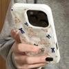 Очаровательный милый чехол для телефона с узором из мишек и текстурой складок для iPhone 17 16 15 Pro Max 14 Plus 13 12 11 17 Air с синими бантиками