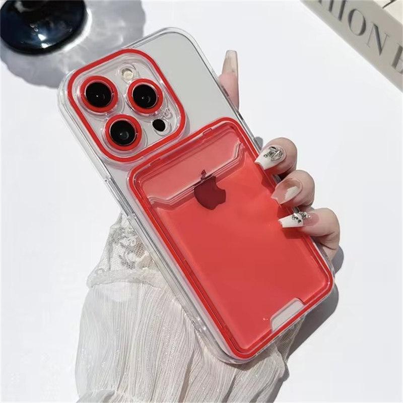 Роскошный кошелек-картхолдер, прозрачный чехол для iPhone17 16 15 14 Plus 13 12 11 Pro Max, отделение для фото, мягкий силиконовый противоударный чехол