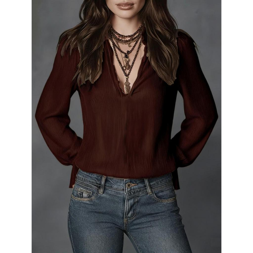 Spring New Women's Fashion Solid Color Lapel Long Sleeve Shirt Blouse For Women