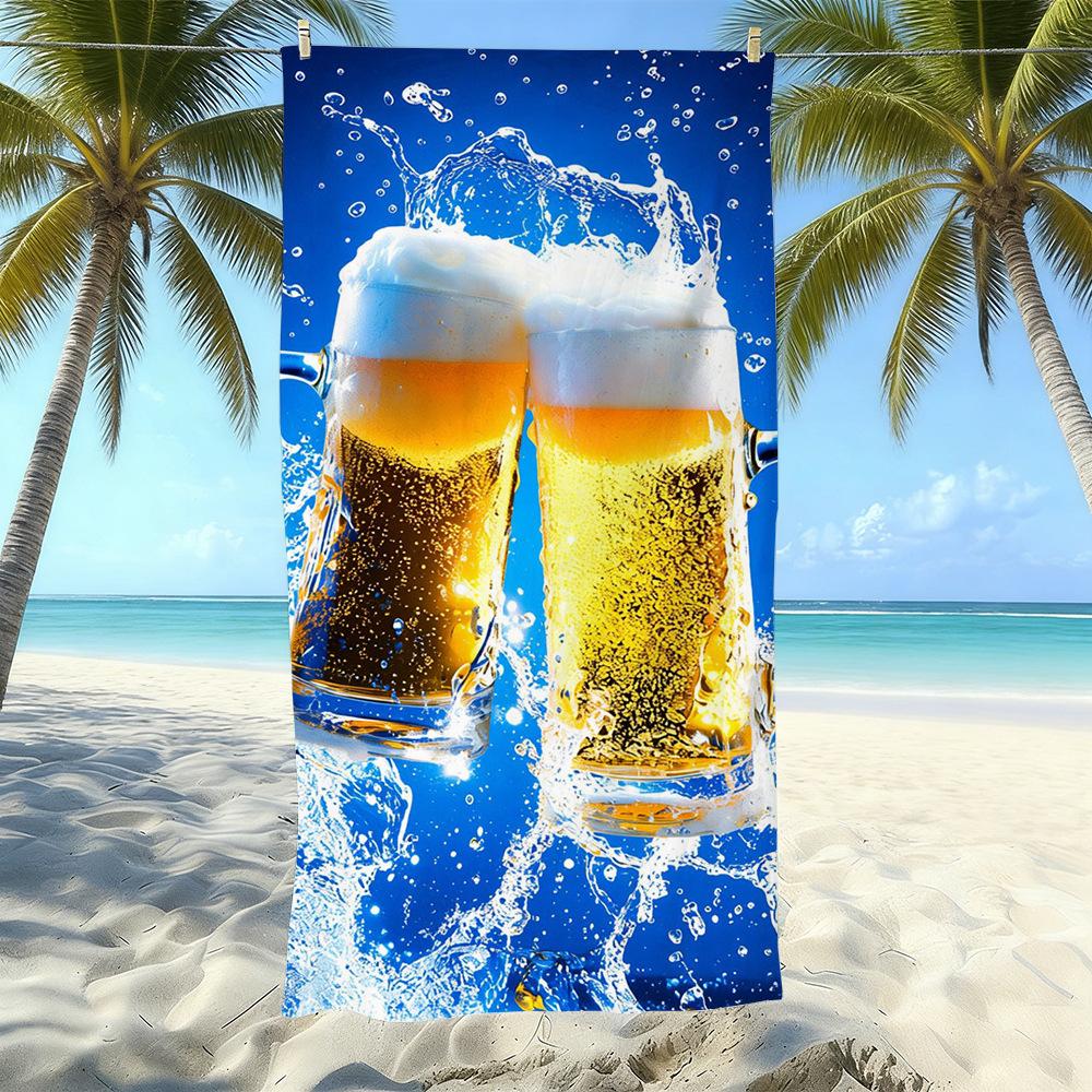 Seaside Microfiber Beach Towel, Water-Absorbing Quick-Drying Double-Sided Velvet Printed Bath Towel