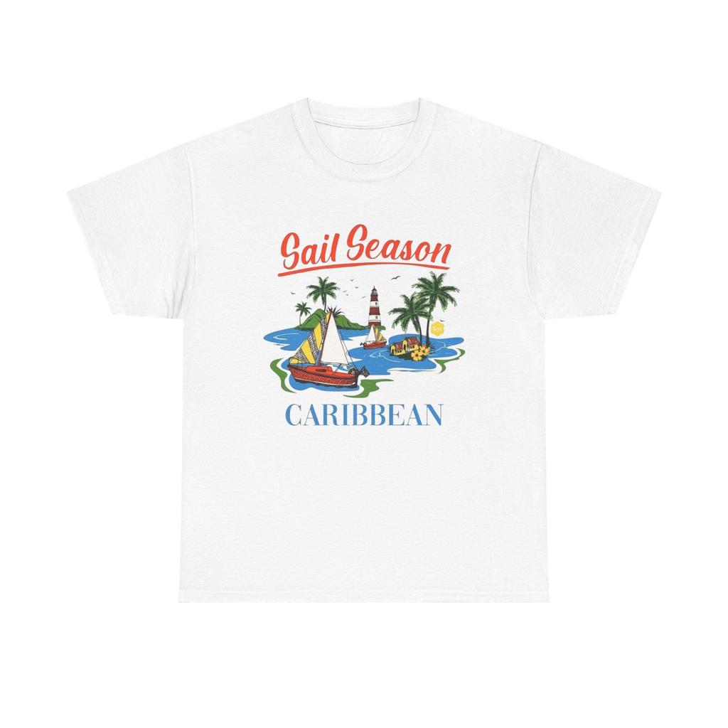 Sail Season Carribean Graphic T Shirt Mens Womens Tees Top S-5XL NEW Unisex Heavy Cotton Tee