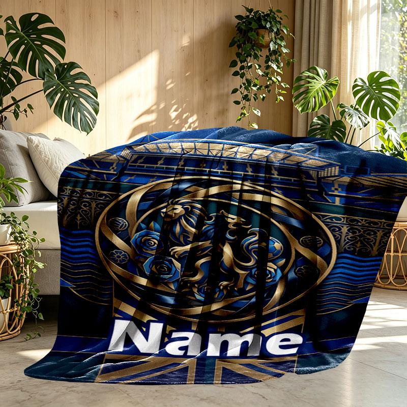 Custom Name Personalized Chelsea Football Club Print Blanket, Home Decor, Bedroom, Sofa, Camping, Couch, Gifts for Birthday Christmas