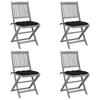 Day and Night - Day and Night Folding Garden Chairs 4 Pcs Cushions Solid Acacia Wood
