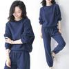 2025 Spring-Autumn Women's Casual Two-Piece Set: Round Neck Long Sleeve Top & Loose Pants, Plus Size
